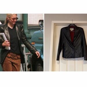 Juliano Celini Women's Black Genuine Leather Coat  M 90s Y2K Vintage Jacket CBK